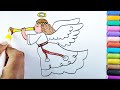 cute christmas angel drawing colouring for kids easy drawing step by step colourful drawing...