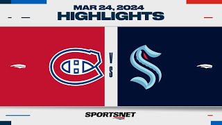 NHL Highlights | Canadiens vs. Kraken - March 24, 2024