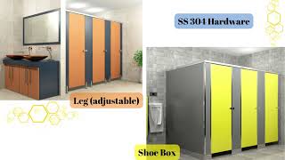 T-Line Toilet Cubicle System | Toilet Cubicle | Restroom Partition | Urinal Partition | HPL Cubicle