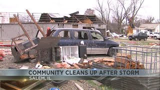 Community cleans up after EF-1 tornado strikes Salem, IL