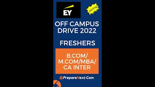 Freshers | EY Off Campus Drive 2022 | Bangalore | IT Job | Engineering Job