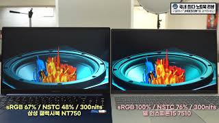 NTSC 45%급 vs NTSC 72%급 디스플레이 색감 차이