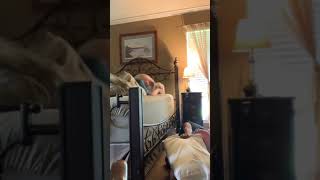 Guy sneaks into friends house and wakes him up with pillow