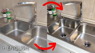 چگونه سینک ظرفشویی را برق و صیقل بیندازیم و بشوریم  How to polish \u0026 wash the sink very easy #شستشو