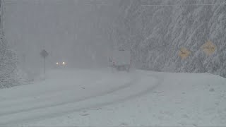 Snow falls on Vancouver Island north of Campbell River ahead of bomb cyclone