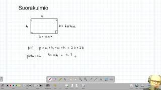 1.0 (x) suorakulmion piiri ja pinta ala