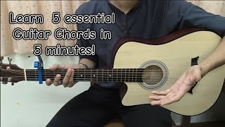 🎸 Learn 5 Essential Guitar Chords in 5 Minutes! 🎶