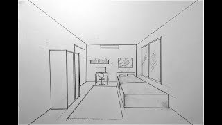 How to Draw a Simple Bedroom in One Point Perspective #4
