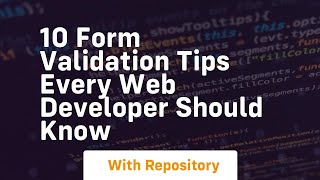 10 form validation tips every web developer should know
