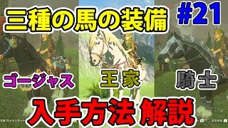 #21【ゼルダの伝説】馬の装備品ゲットのコツ！王家の装備・騎士の装備・ゴージャスな装備の入手方法 解説【実況プレイ】ブレス オブ ザ ワイルド Nintendo Switch