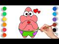 How to Draw Patrick from SpongeBob SquarePants 🧽| Step-by-Step Drawing & Coloring for Kids
