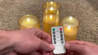 tech amazing🥰GenSwin Gray Glass Battery Operated Flameless Led Candles with 10-Key Remote and Timer