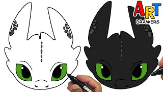 How To Draw Toothless | How To Train Your Dragon - Art Drawers