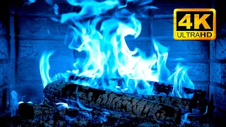 🔥 BLUE FIREPLACE 4K! Magic Fireplace Burning with blue flames (12 HOURS)