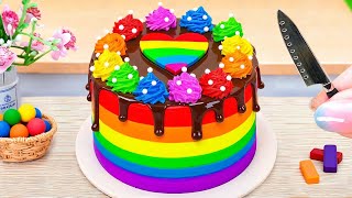 🌈Rainbow Vibe🌈 Mini Heart Chocolate Cake Decorating 🍫 So Sweet, So Full of Love 💘🍫