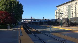 Emeryville/California: passenger train running through the station