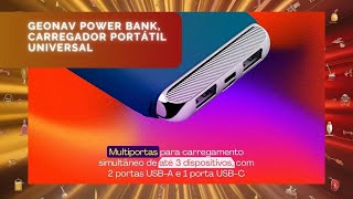 Geonav Power Bank, Carregador Portátil Universal 12.000 mAh, 2 Saídas USB