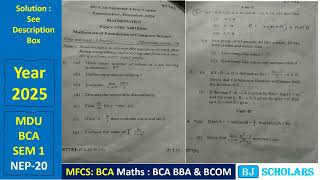 BCA Math 2025 Paper | MDU BCA Mathemmatical Foundations of Computer Science Question Paper