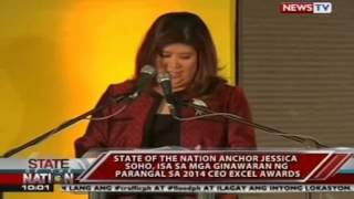 State of the Nation Anchor Jessica Soho, isa sa mga ginawaran ng parangal sa 2014 CEO Excel Awards
