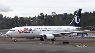 New Shandong Boeing 737 Finishes Test Flight w/ Hard Brake @ KBFI Boeing Field