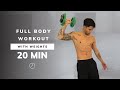 20 MIN INTENSE FULL BODY HIIT and STRENGTH Workout + Weights, Home Workout with Dumbbells