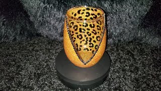 Glitter Leopard Print Stemless Wineglass Tutorial From Dollar Tree With Cricut Design Space Tutorial