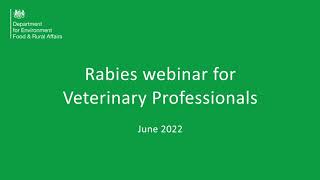 Rabies Webinar for Veterinary Professionals