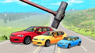 Big \u0026 Small Cars vs Giant Hammer ✅ BeamNG.Drive | GipsoCartoon