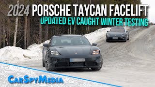 2024 Porsche Taycan And Sport Turismo Facelift Caught Winter Testing With Updated Front and Rear End