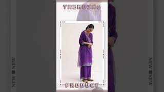 Purple Embroidered Silk Kurta Palazzo Set