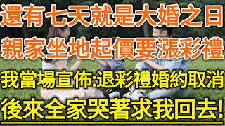 還有七天就是大婚之日！親家坐地起價要漲彩禮！我當場宣佈：退彩禮婚約取消！下一秒親家全家瞬間慌了！#生活經驗 #情感故事 #深夜淺讀 #幸福人生