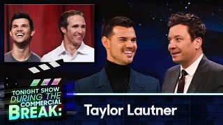 Taylor Lautner Reminisces on Playing Football Target Toss to Drew Brees During Commercial Break