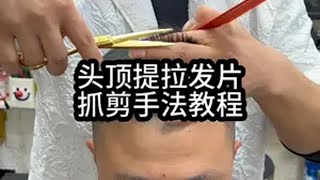 头顶提拉发片抓剪手法教程 零基础学理发 零基础教学 美发人 零基础剪发教程