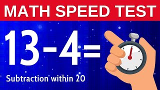 Subtraction Within 20 - Speed Math | First Grade Math Test | Math Calculation up to 20, Subtraction