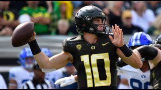 Nix puts up 5 TDs, No. 25 Oregon takes down No. 12 BYU 41-20