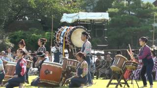 会津まつり2014　会津藩公行列　鶴ヶ城にて帰陣式　祝太鼓　会津翔輝太鼓連　00189