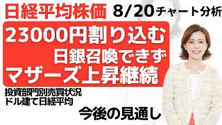 【日経平均チャート分析(8/20)】日銀現れず2万3000円割れ！マザーズとともに、今後の戦略を考えてみました。　 #日経平均株価 #チャート #株 #マザーズ