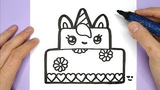 How to Draw a Cute Unicorn Cake - Happy Drawings Unicorn - By Rizzo Chris
