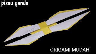 Origami pisau kertas, cara membuat pisau dari kertas, origami pisau ganda