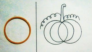 চুড়ি দিয়ে মিষ্টি কুমড়া আঁকা শিখুন l pumpkin drawing l pumpkin drawing easy l How to draw pumpkin