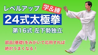 【レベルアップ】24式太極拳 第16式 左下勢独立【学&練】