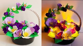 DIY Paper Flower Basket| Flower Basket Making| Paper Crafts| Best Out Of Waste