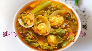 Fresh Clams and Malabar Spinach Curry... how to cook clams, mangalorean recipes, Renita Pais