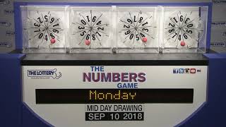 Midday Numbers Game Drawing: Monday, September 10, 2018