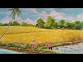 paddy field lanscape  PAINTING | menggambar | MELUKIS  pemandangan sawah padi