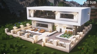 Minecraft: How To Build a Modern House Tutorial (#15) | 마인크래프트 건축, 모던하우스, 인테리어