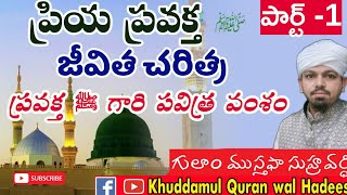 ప్రియ ప్రవక్త(ﷺ)గారి జీవిత చరిత్ర.ఈ రోజు అంశం : ప్రవక్త గారి పవిత్ర వంశం చరిత్ర|| పార్ట్ -1