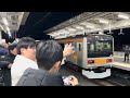 【209系1000代録音専用列車で録る常磐線快速電車イベント団臨に伴う返却回送】jr東日本209系1000番台ﾄﾀ82編成が非常警笛鳴らし国立駅2番線を発車するシーン（回9548m）2024.1.28