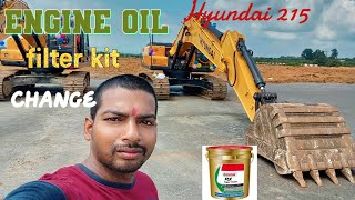 How To Excavator Engine Oil Change||Hyundai 215 Full Servising