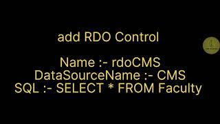 Visual basic 6.0 | database file handling 'Remote Data Object' | CodeLearning
